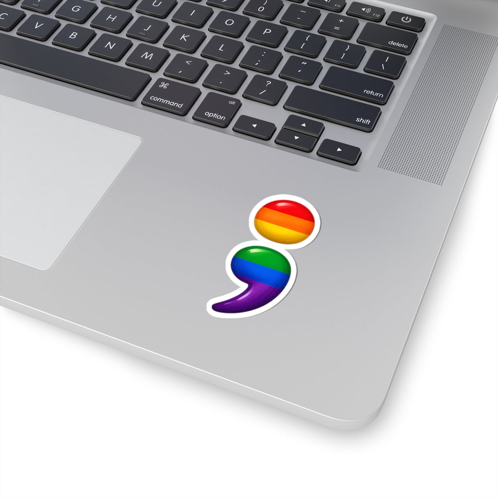 Rainbow Semicolon Kiss-Cut Sticker