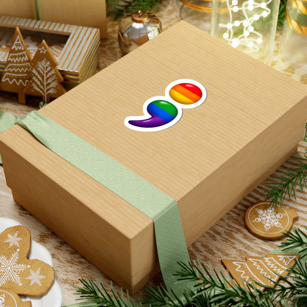 Rainbow Semicolon Kiss-Cut Sticker