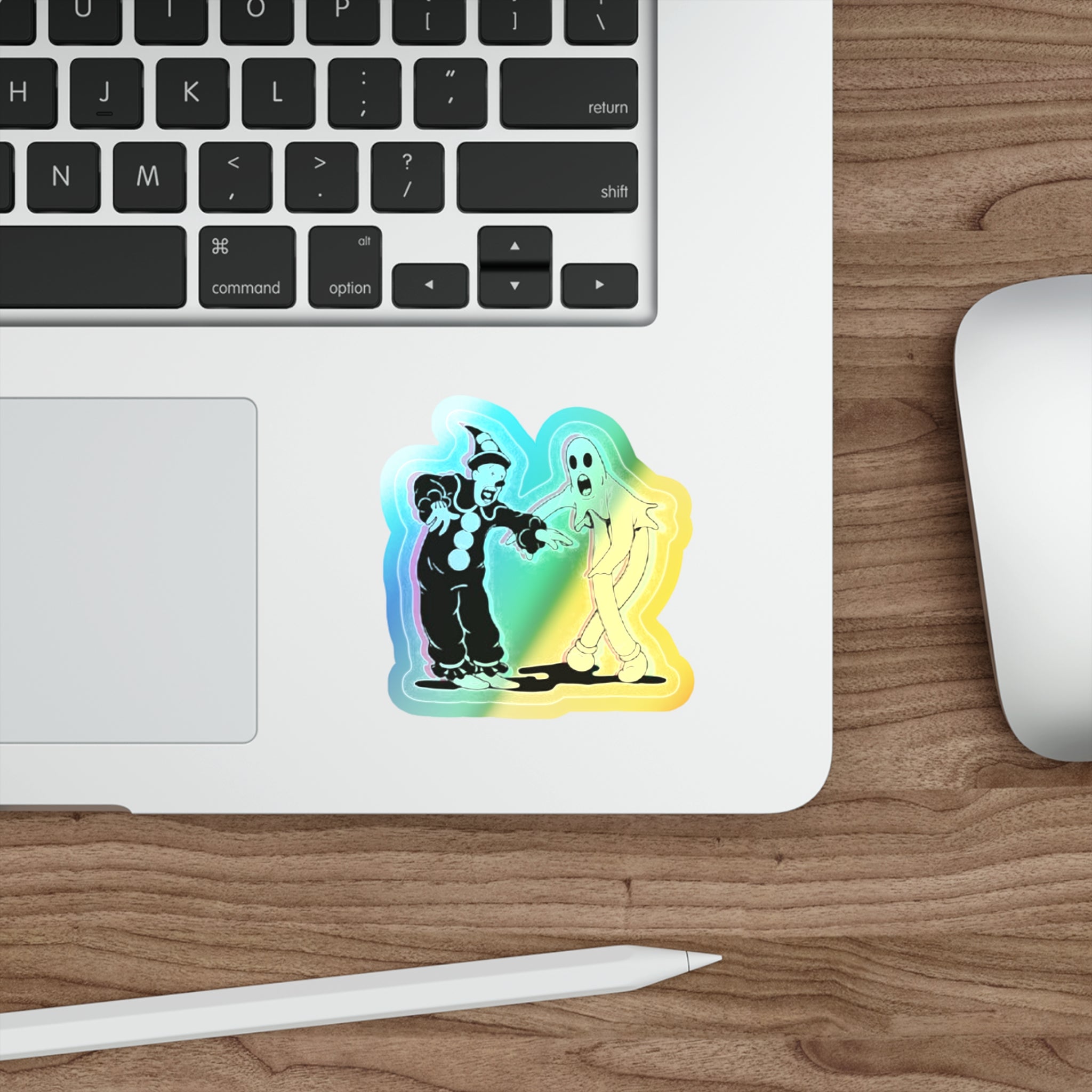 Holographic Ghost Clown Die-Cut Sticker