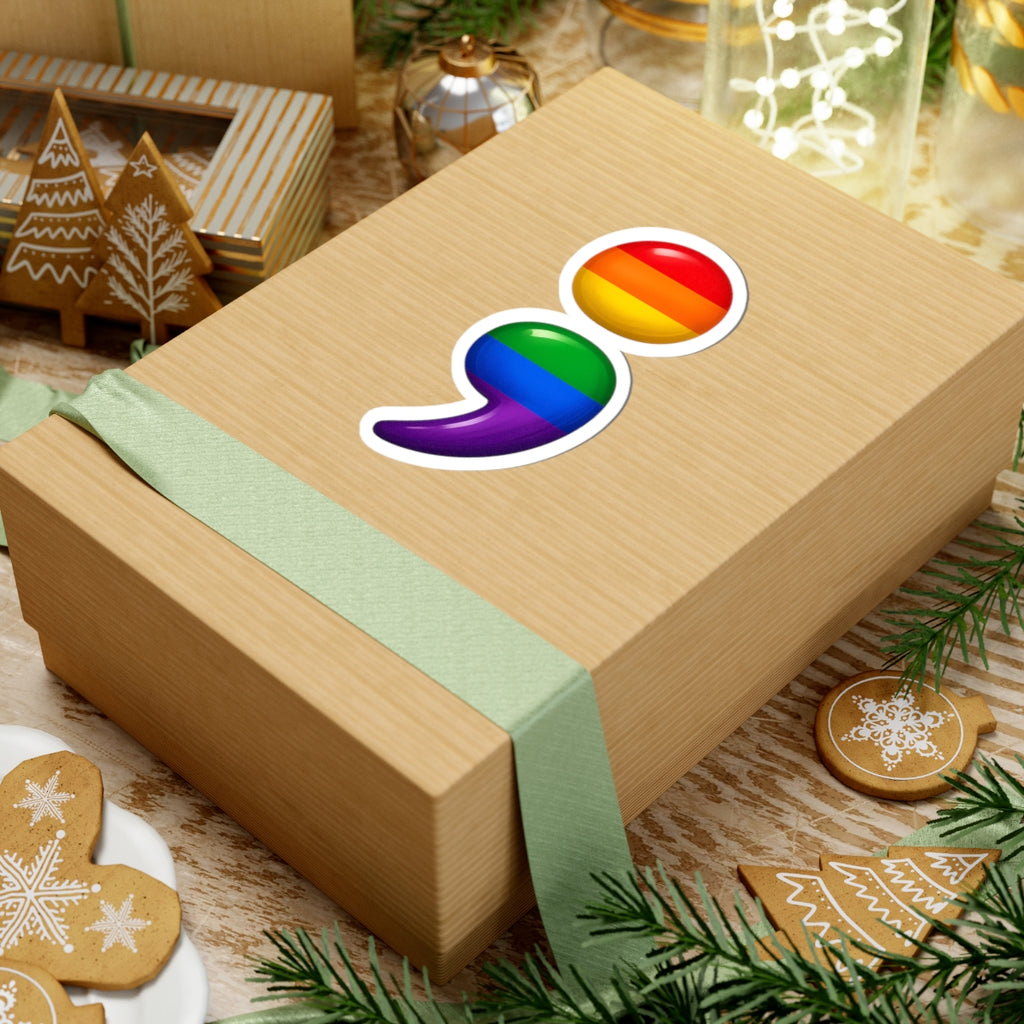 Rainbow Semicolon Kiss-Cut Sticker