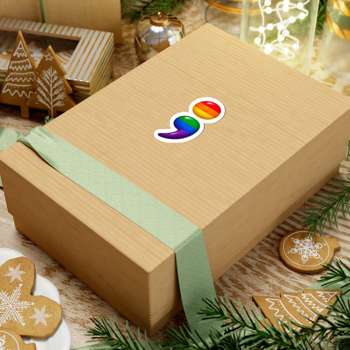 Rainbow Semicolon Kiss-Cut Sticker
